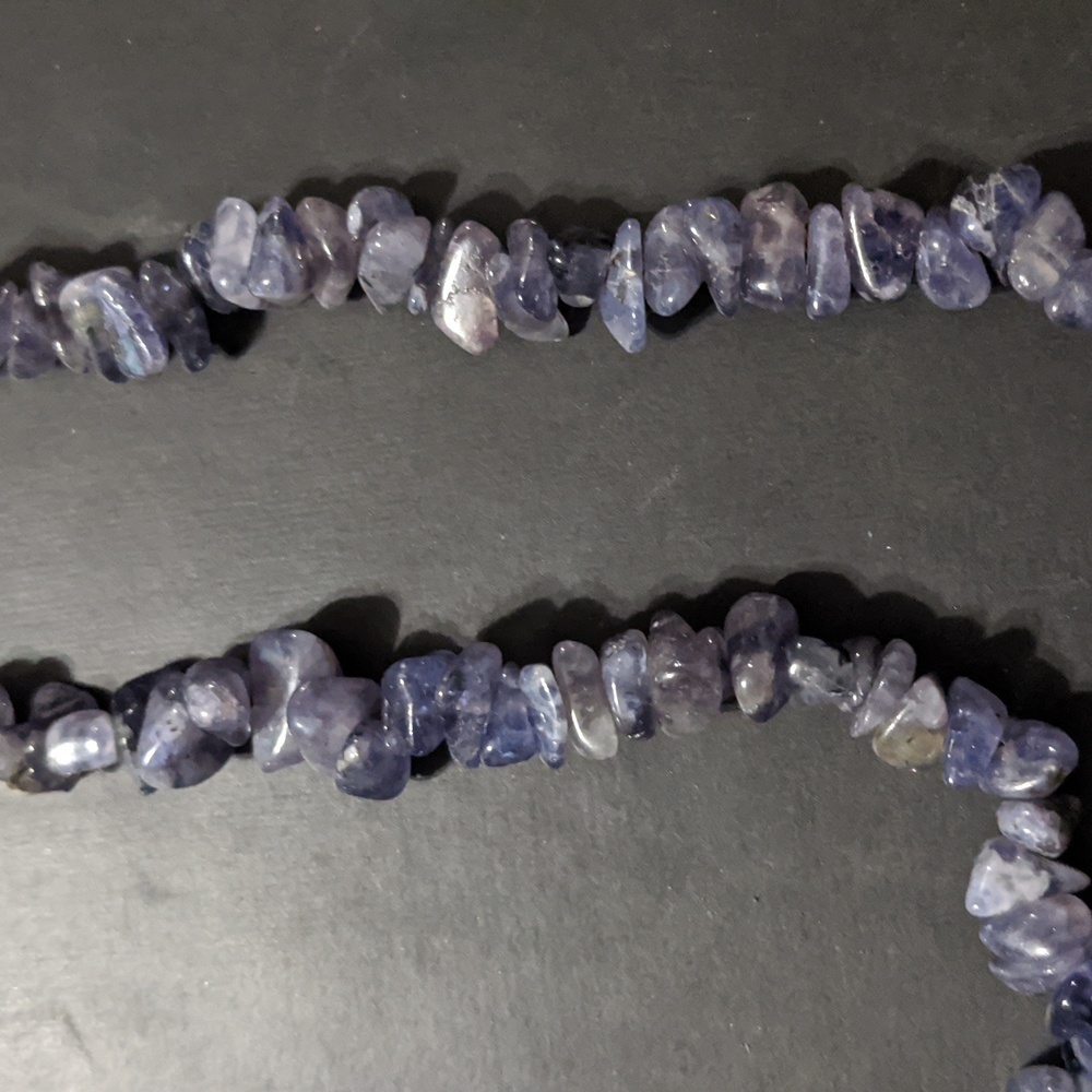 Blue Iolite Gemstone Chip Long Statement Necklace - image 3